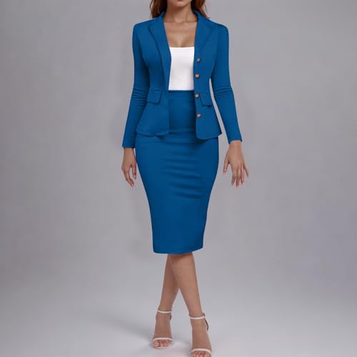 Women Two Piece Suit Skirt Set Business Casual Long Sleeve Blazer and Pencil Skirt Blazer Sets Women 2 Piece Outfits2