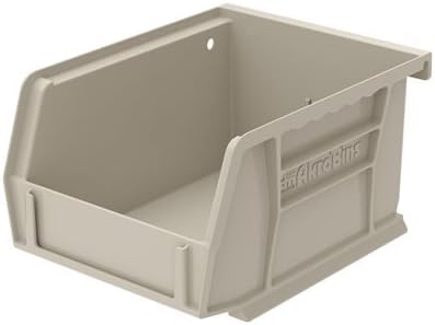 Hanging, Stacking Plastic Storage Bin. 5-3/8" x 4-1/8" x 3", Stone (96 Case)