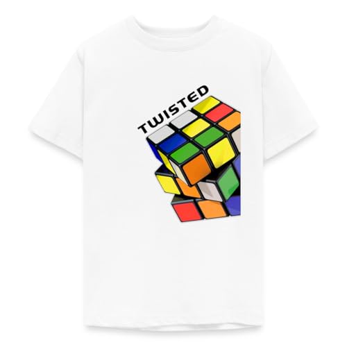 Spreadshirt Magic Rubik's Cube Twisted Sides Teenage T-Shirt, 152/164 (12-14 Years), White