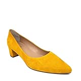  DAILA - Damen-Absatzpumps, Spitz Zulaufend - Komfortabler 4 cm Blockabsatz - Made in Spain - Modetrend: Bequeme, Lässige Schuhe, Casual Look, Formelle Anlässe - Leder, SenfGelb Gelb 44 EU