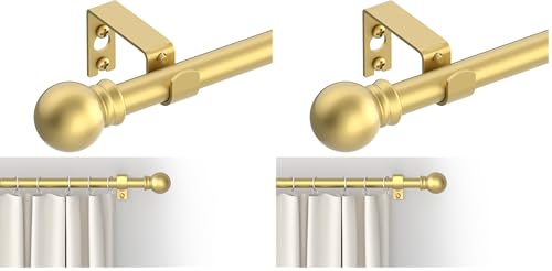 Image of Curtain Rods for windows 32-48 inch, 5 /8 inch Decorative Gold Splicing Heavy Duty Metal Curtain Rod set with Brackets (Pack of 2)