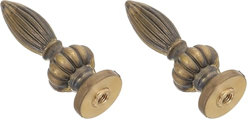 Image of PATIKIL 23.5 x 73mm Lamp Finials Caps Knob, 1 Set Solid Brass Lamp Shade Top Decoration Screw Cap Nuts with Brass Reducing Adapter for Table Lamps Floor Lamps, Retro Vintage (Pack of 2)