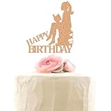 Reading Themed Happy Birthday Cake Toppers for Students Children Kids, Women Girls Book Club Birthday Party Decorations for Book Lovers Rose Gold Glitter