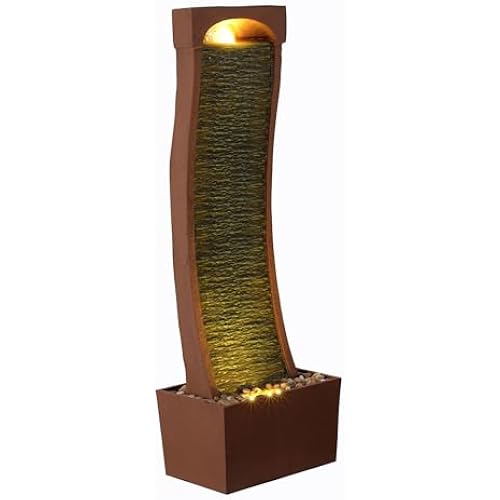 Teamson Home 38.5" Indoor/Outdoor Modern Curved Waterfall Fountain