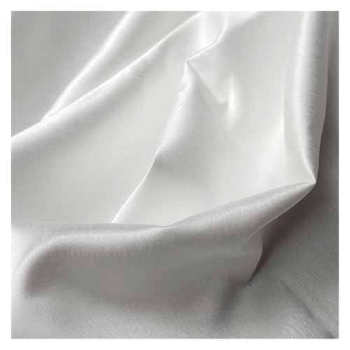 Tissu satin tissu drapé blanc à banderoles brillantes pour robe veste et bricolage
