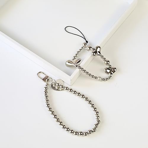 [EZ PEACH] ストラップ スマホ 手首 落下防止 携帯 ハンドストラップ ハート 女の子 吊り下げペンダント装飾 落下防止 カラフルビーズ スマホ小物 全機種対応 (F)