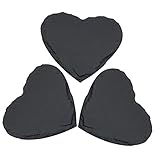 KICHOUSE 3 Stück Herzförmige Schieferplatte Teiliges aus Natürlichem für Sushi Desserts und Snacks Perfektes Tischdekor für Restaurant und Hotel