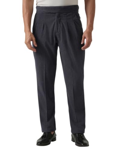 Image of Banana Club Men's Corduroy Gurkha Pants - Classic Cream Cotton Trousers with Regular Fit and Distinctive Waist Design for Casual Wear