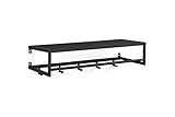 LIFA LIVING Schwarze Wandgarderobe aus Metall mit 5 Haken, Garderobe mit Ablage für die Wand, Kleiderhaken, Garderobenleiste, 75 x 26 x 20 cm