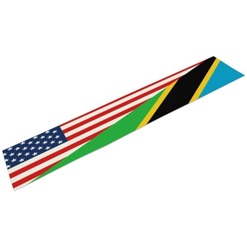 America & Tanzania Flag Table Runner 72.4x13.4 in