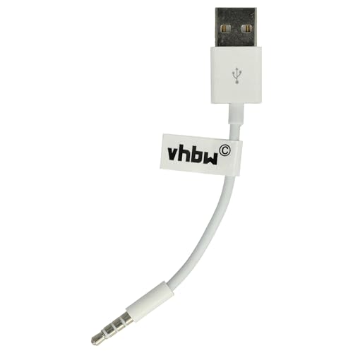 vhbw Câble de données USB câble de chargement compatible avec Apple IPod Shuffle 3G, 2G lecteur MP3 - blanc, 10 cm
