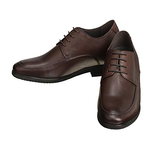 TOTO Men's Invisible Height Increasing Elevator Shoes - Cordovan Dark Brown Premium Leather Lace-up Formal Oxfords - 3.3 Inches Taller - X7101 - Size 12 D(M) US4