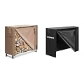 VIVOHOME 4 ft Heavy Duty Firewood Rack Outdoor with Cover, Brown 4ft Firewood Storage Cover 600D Oxford Log Rack Cover