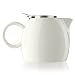 Tea Forte Pugg 24oz Ceramic Teapot with Improved Stainless Tea Infuser, Loose Leaf Tea Steeping For Two, Orchid White
