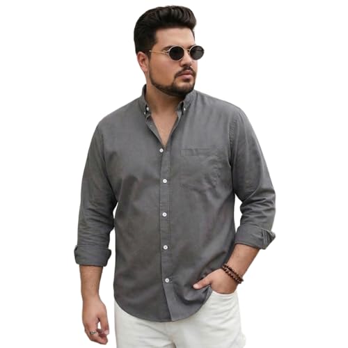 Image of Urbano Plus Men's Cotton Full Sleeve Regular Fit Solid Oxford Shirt with Button-Down Collar