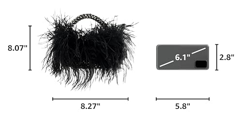 Image of Miuco Real Natural Ostrich Feather Beaded Handbags For Women Handmade