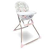 My Babiie MBHC1 Compact Highchair – Ultra Lightweight (5kg), Foldable, Easy Clean, Padded Seat, Footrest, Tray Cup Holder, for Toddler, from 6 Months to 3 Years (15kg) – Rose Geometric