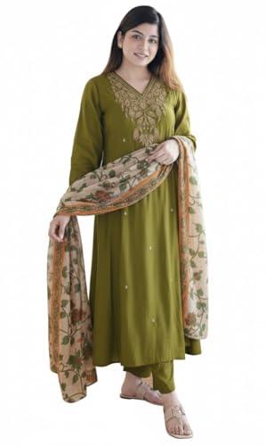 Image of KLOSIA Women Embroidery Kurta and Pant Set with Dupataa