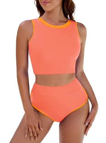 Pink Queen High Waisted Bikini Women 2 Piece Top Sporty Bathing Suit