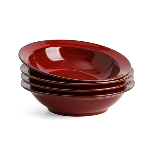 vicrays Wide Rim Soup Bowls - 27oz Ceramic Pasta Plates