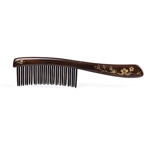 Peine de madera con dientes anchos para cabello rizado miniatura 1