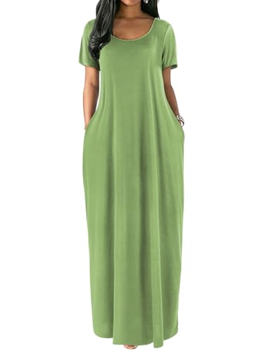 Image of Nimsruc Women Summer Long Dress Casual Sexy Short Sleeve Loose Maxi Dresses for Women 2025