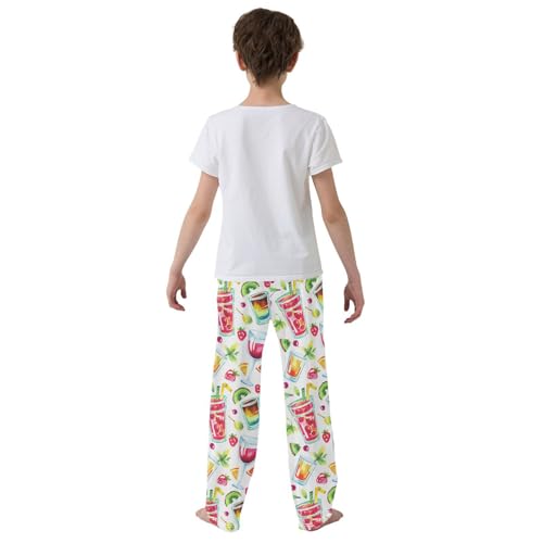 ZZKKO Watercolor Tropical Cocktail Fruit Boys Pants for Kids Jogger Pants with Pockets S-XL3