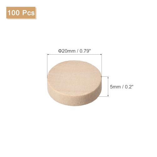 Image of uxcell 100Pcs Flat Head Wood Plugs, 13 /16 Inch Wooden Button Screw Plug Wood Plugs Screw Hole Covers for Furniture Tables Chairs