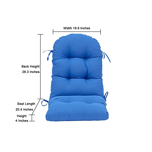 Image of QILLOWAY Outdoor High Back Chair Cushion for Adirondack, All Weather Rocking Chair Cushions Thick Padded Replacement for Patio Furniture Set of 2,Marine Blue