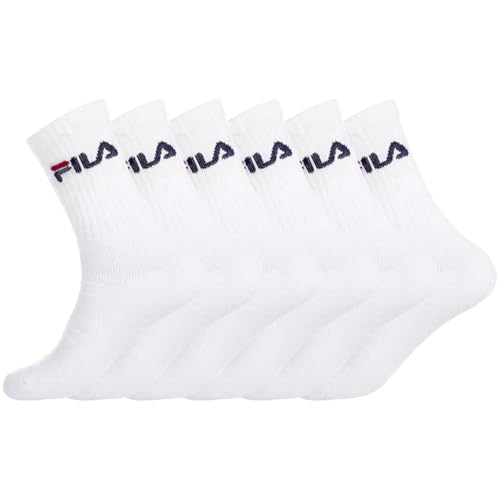 Fila Chaussettes Sport Homme Coton, Socquettes Homme, Confortable, Soft Touch (Lot de 6), Blanc, 39/42