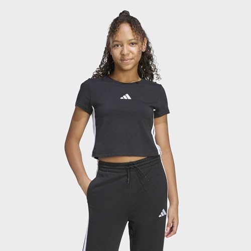 adidas Girl's Essentials Logo T-Shirt, Black/White, 11-12 Years