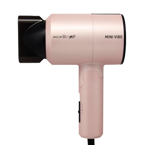 Ikonic Mini Vibe Hair Dryer 1200W with 2 Speed Setting Cool Shot Overheat Protection, Compact Design, Travel Friendly,Glossy Finish Look, All Hair Type, Pink