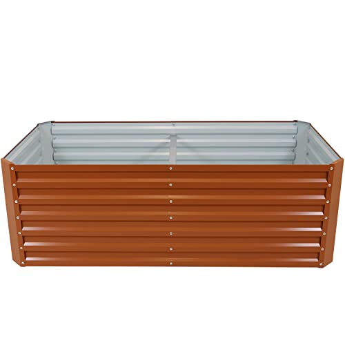 Sunnydaze Rectangular Raised Garden Bed - Pre-Painted Galvalume Steel Vegetable Or Flower Bed Kit - Large Backyard Planter Box - 71" - Brown #TOP7