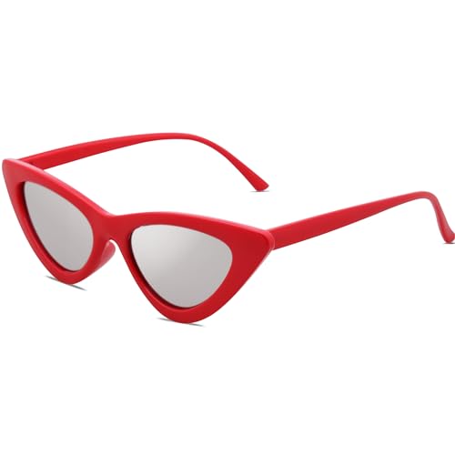 SOJOS Retro Vintage Narrow Cat Eye Sunglasses for Women Clout Goggles Plastic Frame SJ2044