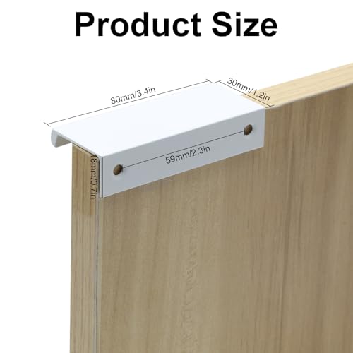 FL HUA 10 Stück Verdeckter Möbelgriffe mit Schrauben, Aluminium Schubladengriffe Weiß, 80mm Moderne Griffe for Garderobe Kücheng Schrank Schublade