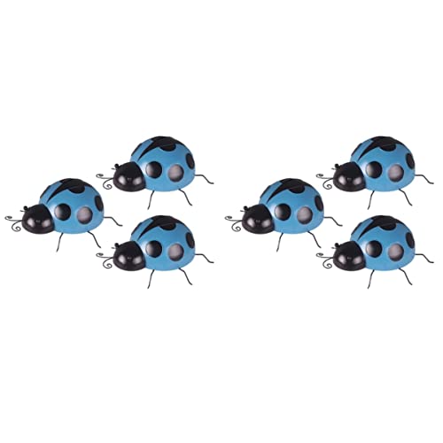 NUOBESTY 6 Piezas Adorno De Simulada Arte De La De Hierro Decoración Figuras De Mariquitas Colgante De Pared De Esculturas De Metal Animal 3D Muñeca