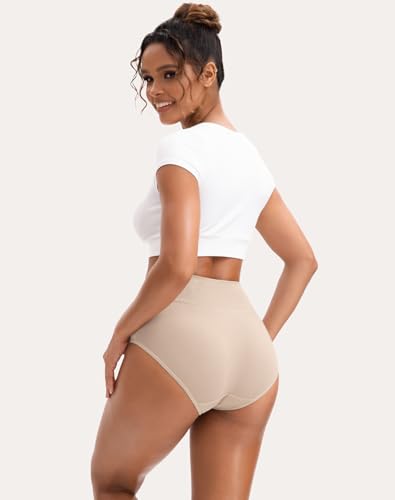 Image of INNERSY Women's High Waisted Underwear Cotton Panties Regular & Plus Size 5-Pack