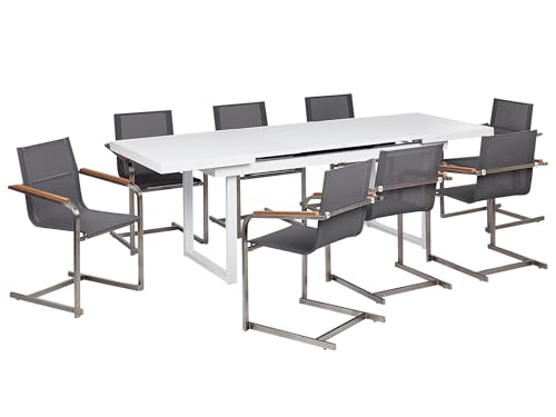 Beliani 8 Seater Garden Dining Set Outdoor Furniture Aluminium Stai...