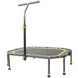 [リーディングエッジ] 2025NEW 室内 フィットネス トランポリン 耐荷重100kg ハンドル高さ調整4段階 111cm×92cm 大人用 折りたたみ 体幹強化
