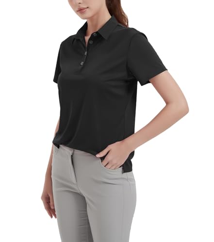 Idtswch Women's Polo Shirts UPF 50+ Casual Work Quick Dry 4 Buttons Short Sleeve Collared Golf Shirt XS-4XL2