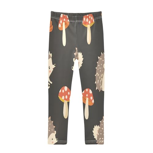 Bolaz Toddler Girls Leggings Printed Yoga Pants Leggings Hedgehog Mushroom for Kids