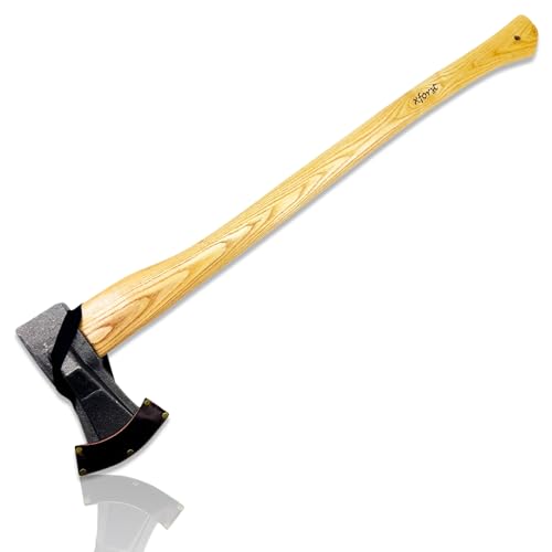 Hacha Xforst Vizcaina con Mango de Madera de 80 cm y una Hoja de Acero al Carbono Pulido de 2,6 kg. Incluye una Funda de Cuero marrón. Modelo X-UW12M