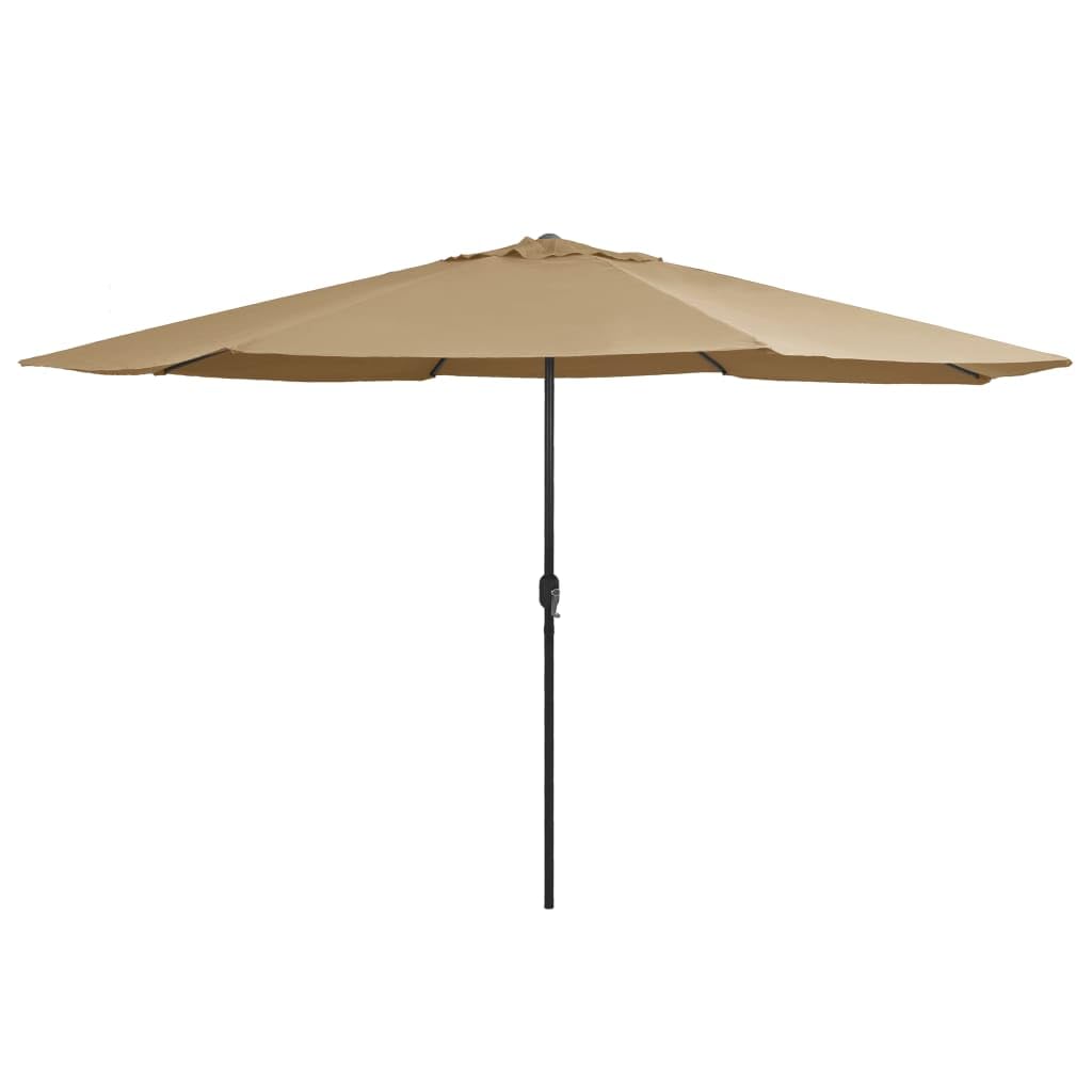 Parasol ogrodowy, parasol przeciwsłoneczny, baldachim do ogrodu, na zewnątrz, na patio, z metalowym słupkiem, 390 cm, kolor taupe