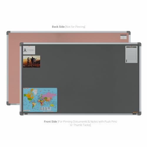 Image of Scholar Art Metis 3x5 Feet Bulletin Notice Board for Home, Office & School | Vibrant & Versatile Crape Cloth + High Density Soft Board for Pinning Photos, Sticky Notes & Reminders (Grey)