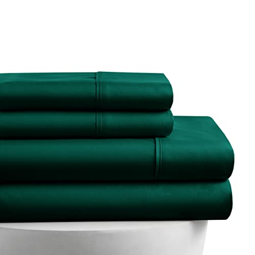 American Home Collection 4 Piece Bedding Sheets & Pillowcases Set - 16 Inches Deep Pocket - Double Brushed Microfiber Bedsheets for Extra Soft - Wrinkle Resistant - Easy Care (Queen, Forest Green)