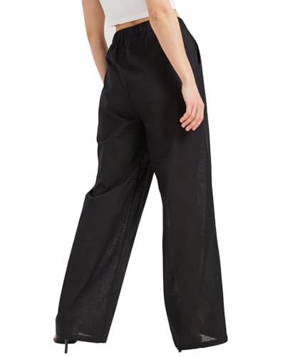 Zylioo Long Linen Pants for Women Tall, Linen Palazzo Pants 32-30 Inseam, Lightweight High Waisted Summer Pants for Ladies2