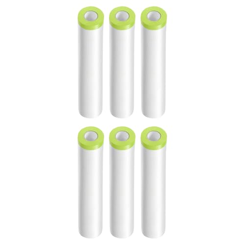 Image of HARFINGTON 6 Rolls Pre-Taped Masking Film 94.5 inch x65.6ft Tape and Drape Painters Plastic Drop Cloth Film with Tape Plastic Sheeting for Automotive Painting Covering, Green