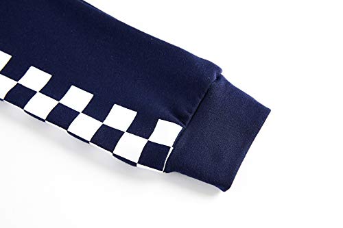 Meikulo Crop Tops Hoodies For Teen Girls Clothes Kids Cute Long Sleeve Shirts Checkered Sweatshirts And Sweatpants 2 Piece Outfits Sweatsuit Clothing Sets Navy Blue, 7-8 Years #TOP2