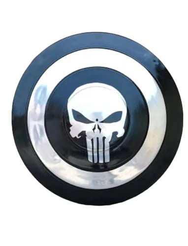 NauticalMart Medieval Skull Round Shield Metal Prop Shield Replica LARP Cosplay Round Shield Best, Home Decor Black