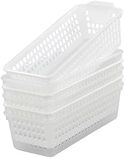 Parlynies Set of 6 Slim Desktop Basket, Plastic Storage Basket Set